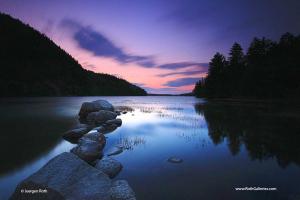Sunset Nature Photography at Echo Lake in Maine Acadia National Park 