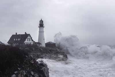 New England Storm Waves at Protland Head Light Maine