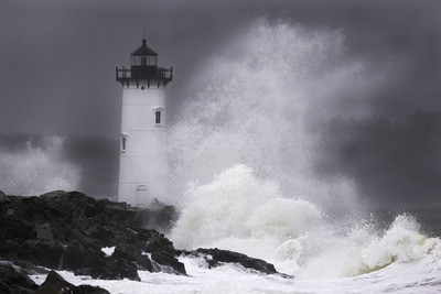 New England Storm Waves Crashing into Portsmouth Harbor Lighthouse